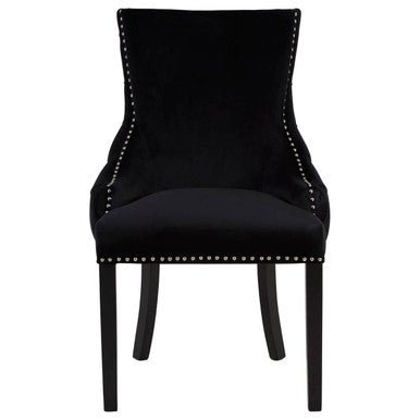 Kensington Townhouse Black Velvet Studded Dining Chair - Joe’s Haven