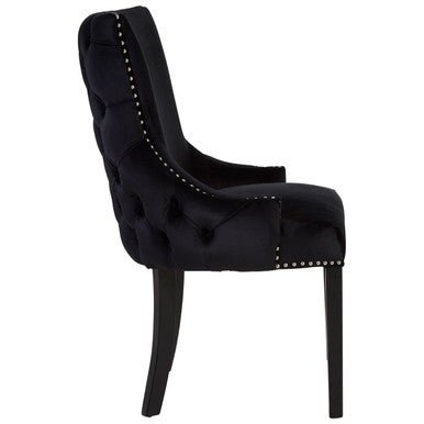 Kensington Townhouse Black Velvet Studded Dining Chair - Joe’s Haven