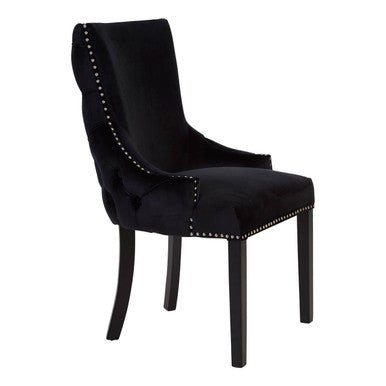 Kensington Townhouse Black Velvet Studded Dining Chair - Joe’s Haven