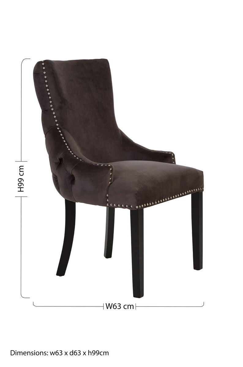 Kensington Townhouse Grey Velvet Button Tufted Dining Chair - Joe’s Haven