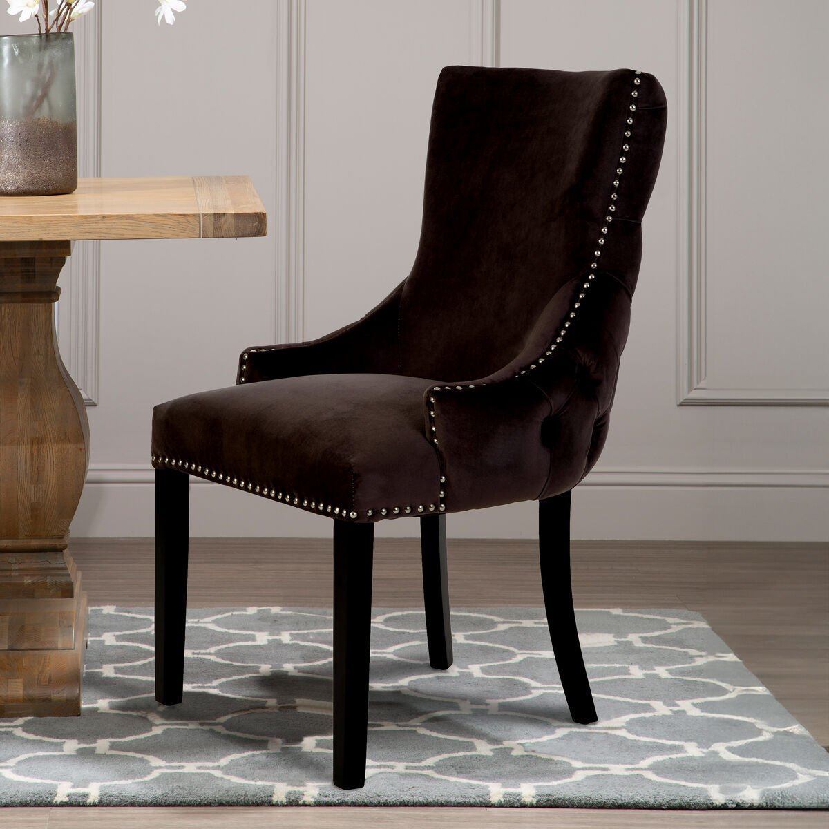 Kensington Townhouse Grey Velvet Button Tufted Dining Chair - Joe’s Haven