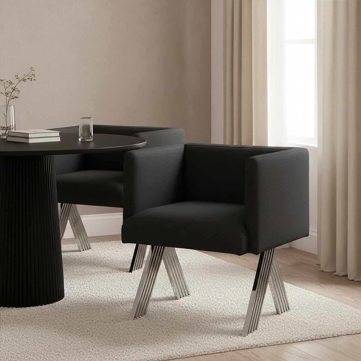 Piermount Black Dining Chair with Silver Legs - Joe’s Haven