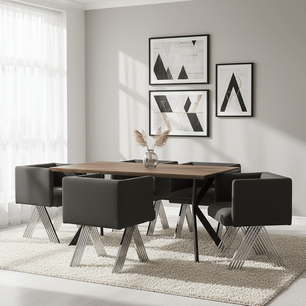 Piermount Black Dining Chair with Silver Legs - Joe’s Haven