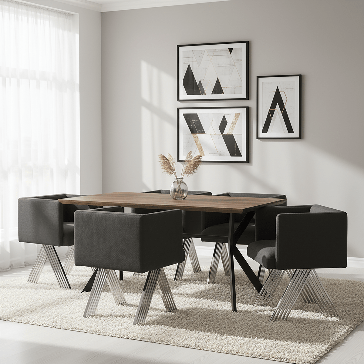 Piermount Black Dining Chair with Silver Legs - Joe’s Haven