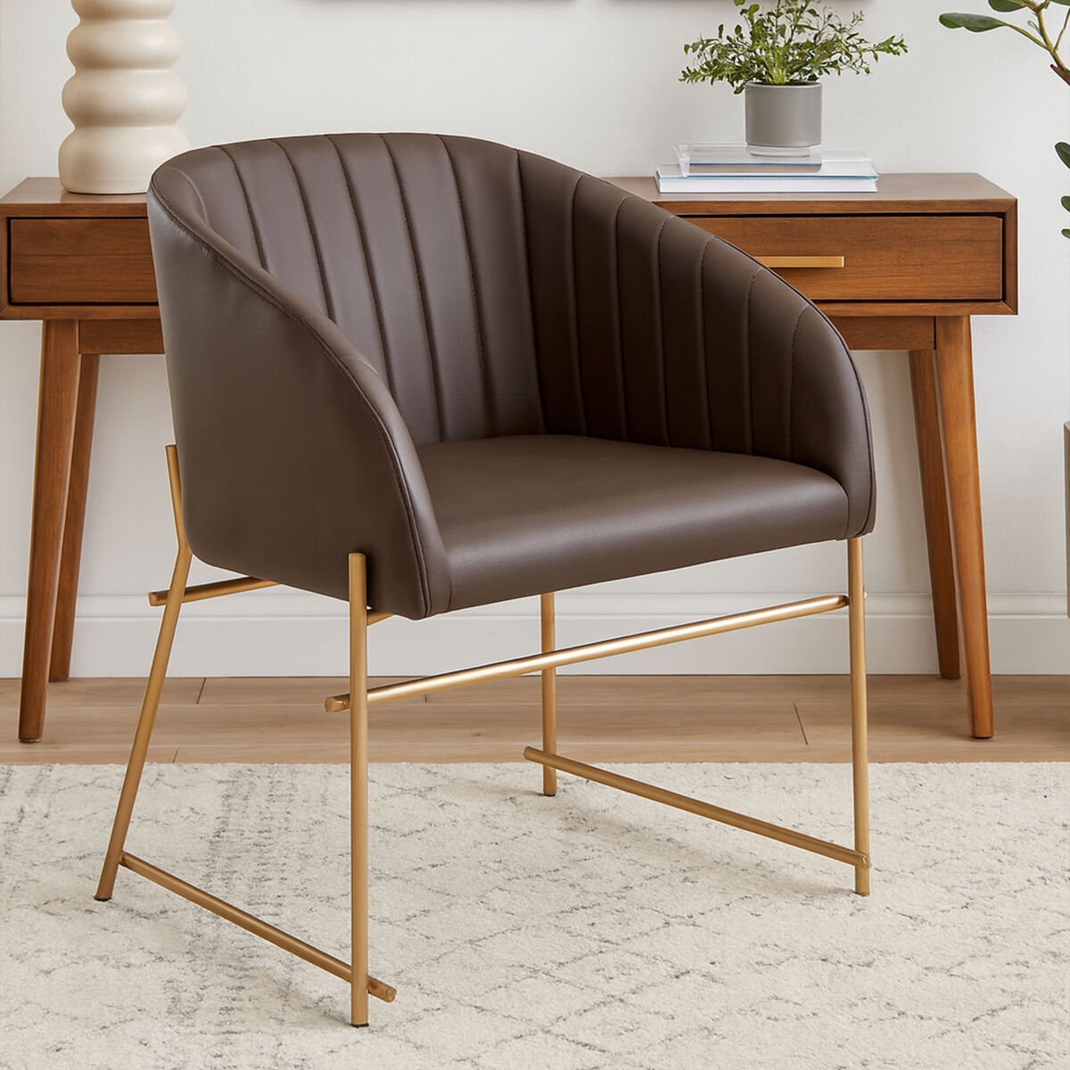 Delta Brown Faux Leather Dining Chair - Joe’s Haven