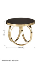 Mirrored Black Round Top Coffee Table with Gold Stainless Steel Ring Base, Ragusa - Joe’s Haven
