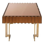 Mirrored Glass Top Coffee Table with Corrugated Sides and Gold Finish Frame, Rivoli - Joe’s Haven