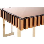 Mirrored Glass Top Coffee Table with Corrugated Sides and Gold Finish Frame, Rivoli - Joe’s Haven
