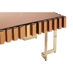 Mirrored Glass Top Coffee Table with Corrugated Sides and Gold Finish Frame, Rivoli - Joe’s Haven