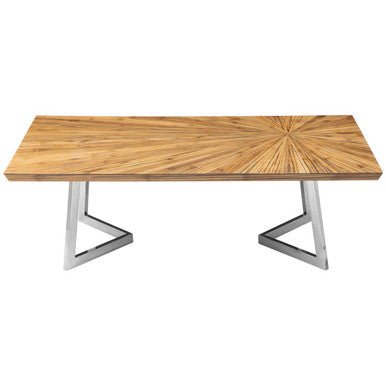 Natural Textured Bamboo Top Coffee Table with Silver Stainless Steel Frame, Gabar - Joe’s Haven
