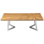 Natural Textured Bamboo Top Coffee Table with Silver Stainless Steel Frame, Gabar - Joe’s Haven