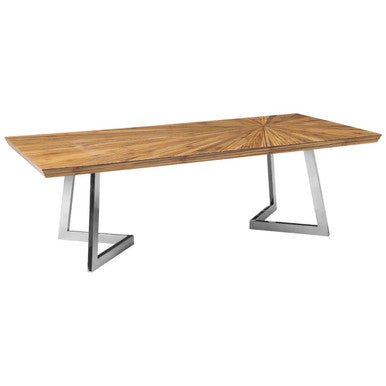 Natural Textured Bamboo Top Coffee Table with Silver Stainless Steel Frame, Gabar - Joe’s Haven