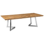 Natural Textured Bamboo Top Coffee Table with Silver Stainless Steel Frame, Gabar - Joe’s Haven