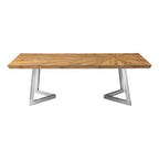 Natural Textured Bamboo Top Coffee Table with Silver Stainless Steel Frame, Gabar - Joe’s Haven