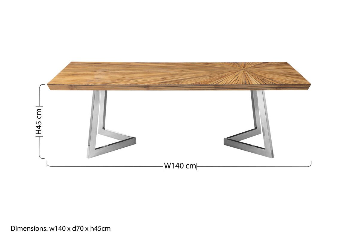 Natural Textured Bamboo Top Coffee Table with Silver Stainless Steel Frame, Gabar - Joe’s Haven