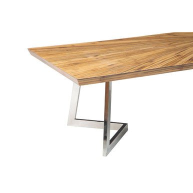 Natural Textured Bamboo Top Coffee Table with Silver Stainless Steel Frame, Gabar - Joe’s Haven