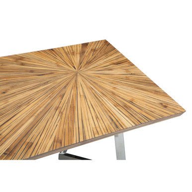 Natural Textured Bamboo Top Coffee Table with Silver Stainless Steel Frame, Gabar - Joe’s Haven