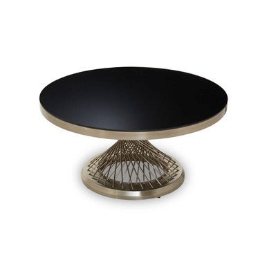 Black Tempered Glass Top Coffee Table with Silver Base, Anzio - Joe’s Haven