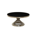Black Tempered Glass Top Coffee Table with Silver Base, Anzio - Joe’s Haven