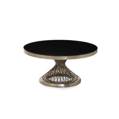 Black Tempered Glass Top Coffee Table with Silver Base, Anzio - Joe’s Haven