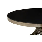 Black Tempered Glass Top Coffee Table with Silver Base, Anzio - Joe’s Haven