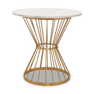 Hourglass Dining Table with White Marble Top and Gold Base, Anzio - Joe’s Haven