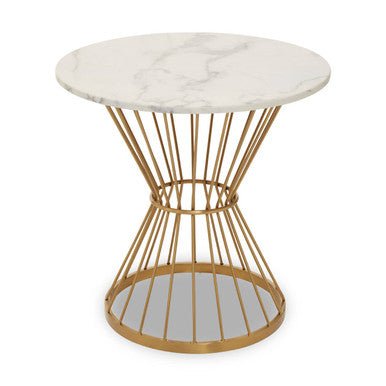 Hourglass Dining Table with White Marble Top and Gold Base, Anzio - Joe’s Haven