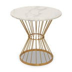 Hourglass Dining Table with White Marble Top and Gold Base, Anzio - Joe’s Haven