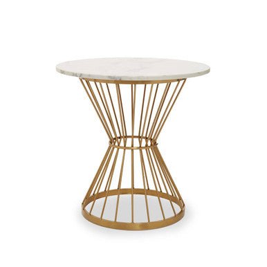 Hourglass Dining Table with White Marble Top and Gold Base, Anzio - Joe’s Haven