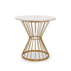 Hourglass Dining Table with White Marble Top and Gold Base, Anzio - Joe’s Haven