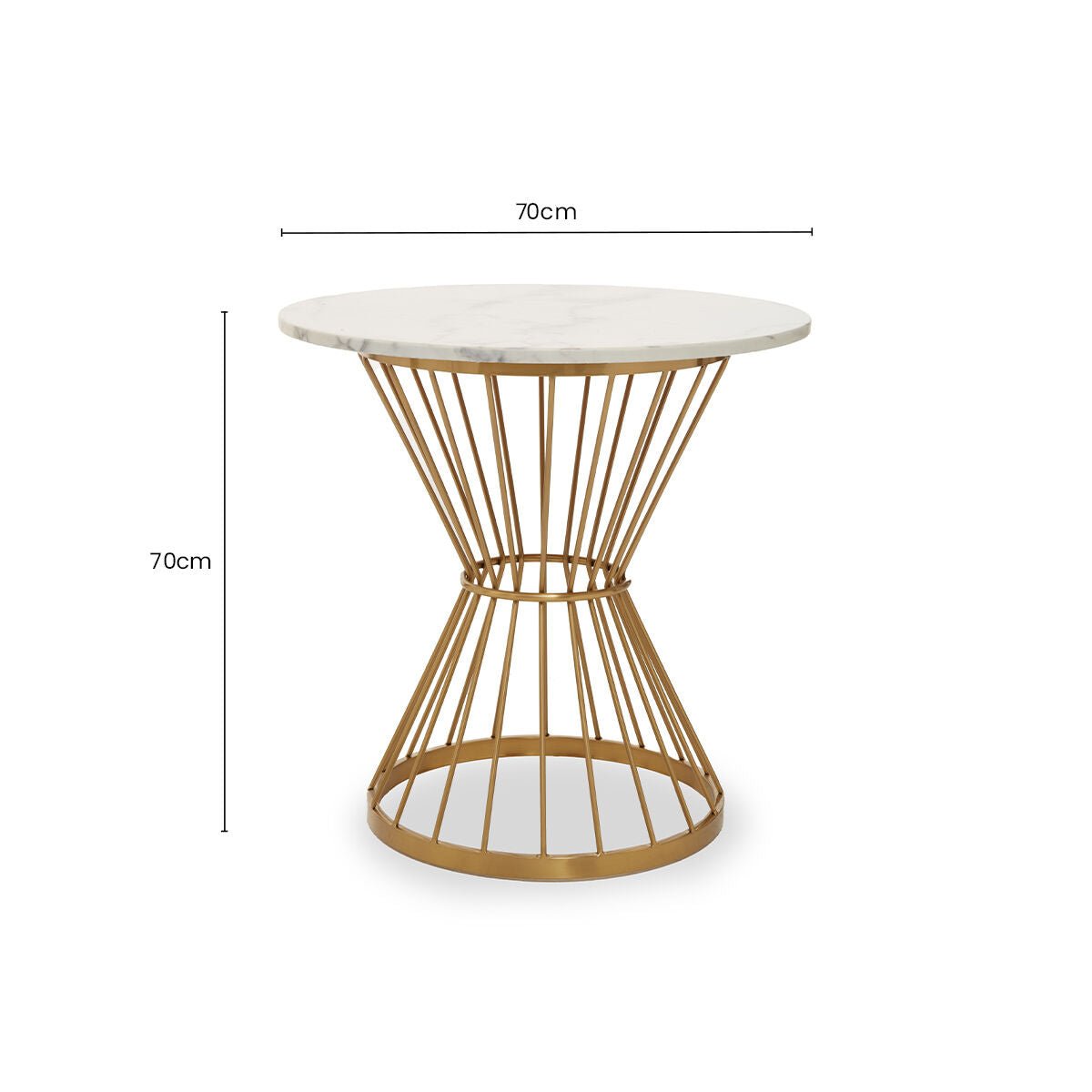 Hourglass Dining Table with White Marble Top and Gold Base, Anzio - Joe’s Haven