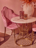 Hourglass Dining Table with White Marble Top and Gold Base, Anzio - Joe’s Haven