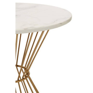 Hourglass Dining Table with White Marble Top and Gold Base, Anzio - Joe’s Haven