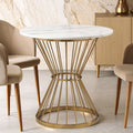 Hourglass Dining Table with White Marble Top and Gold Base, Anzio - Joe’s Haven