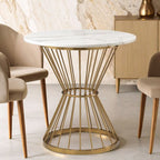 Hourglass Dining Table with White Marble Top and Gold Base, Anzio - Joe’s Haven