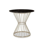 Anzio Hourglass Dining Table with Black Marble and Silver Base - Joe’s Haven