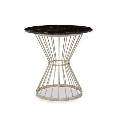 Anzio Hourglass Dining Table with Black Marble and Silver Base - Joe’s Haven