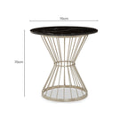 Hourglass Dining Table with Black Marble Top and Silver Base, Anzio - Joe’s Haven