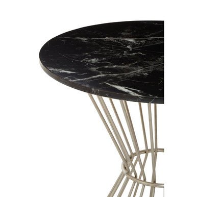Anzio Hourglass Dining Table with Black Marble and Silver Base - Joe’s Haven