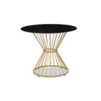 Hourglass Dining Table with Black Glass Top and Gold Base, Anzio - Joe’s Haven