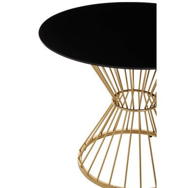 Hourglass Dining Table with Black Glass Top and Gold Base, Anzio - Joe’s Haven
