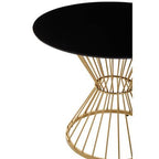 Hourglass Dining Table with Black Glass Top and Gold Base, Anzio - Joe’s Haven