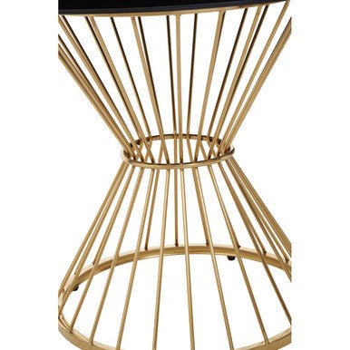 Hourglass Dining Table with Black Glass Top and Gold Base, Anzio - Joe’s Haven