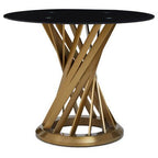 Black Glass Top and Gold Hourglass Base Dining Table, Anzio - Joe’s Haven