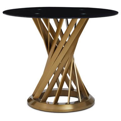 Black Glass Top and Gold Hourglass Base Dining Table, Anzio - Joe’s Haven
