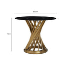 Black Glass Top and Gold Hourglass Base Dining Table, Anzio - Joe’s Haven
