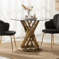 Black Glass Top and Gold Hourglass Base Dining Table, Anzio - Joe’s Haven
