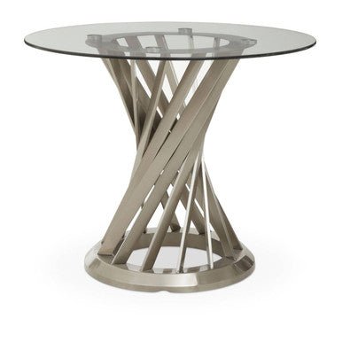 Clear Glass Top and Silver Hourglass Base Dining Table, Anzio - Joe’s Haven