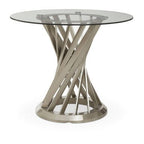 Clear Glass Top and Silver Hourglass Base Dining Table, Anzio - Joe’s Haven