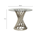 Clear Glass Top and Silver Hourglass Base Dining Table, Anzio - Joe’s Haven